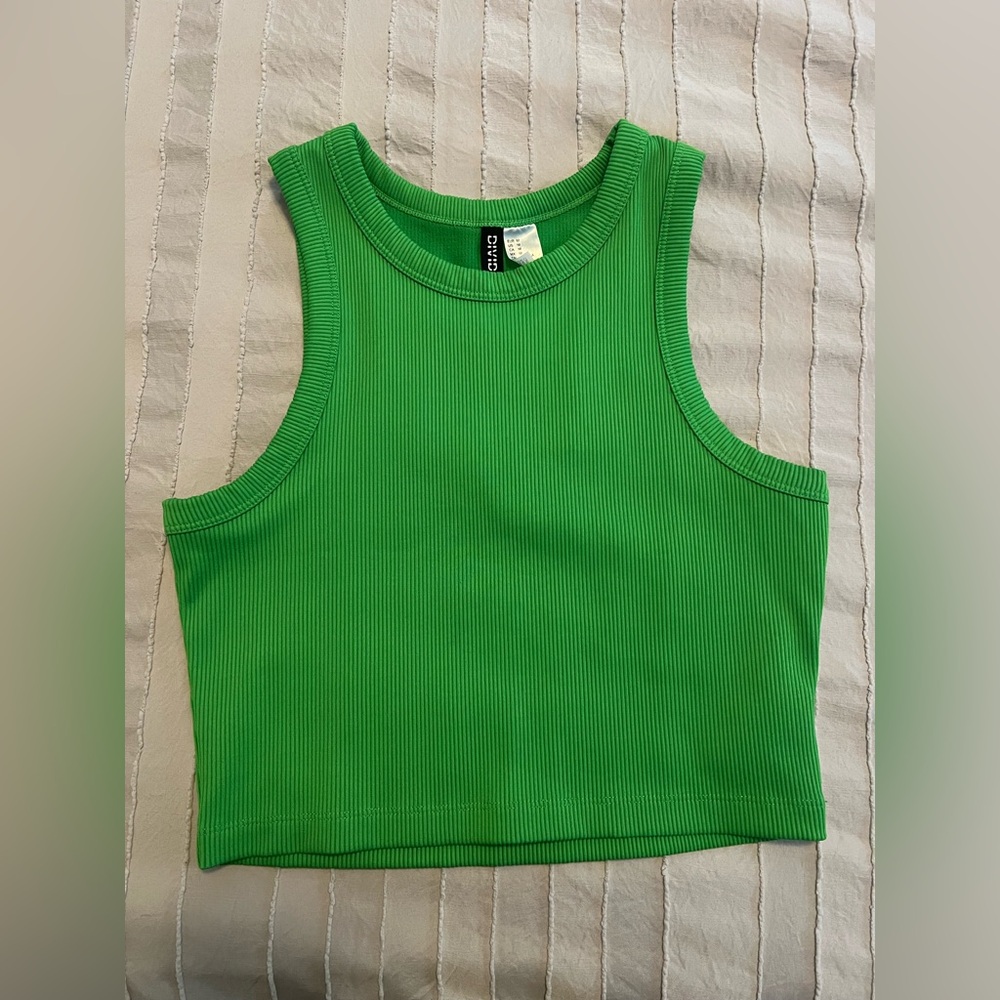 H&M Divided Bright Green Ribbed Crop Top